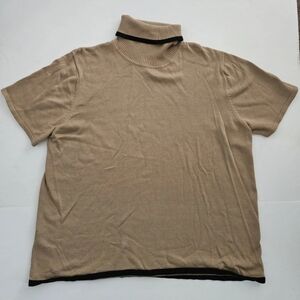 Vintage women’s knit pullover turtleneck sweater Shirt  1XL Camel Color, Black